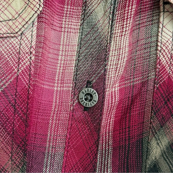 Harley-Davidson Women's Size M Hearts & Serpents Laced Purple Plaid Button Shirt - Picture 4 of 11